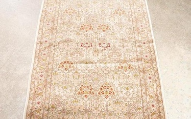 HAND KNOTTED & SIGNED FLORAL SILK RUG