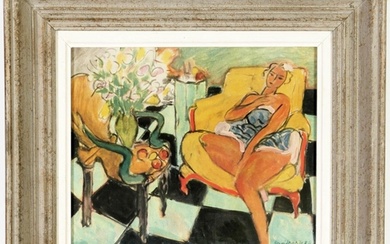 HENRI MATISSE, Jeune femme assise, jaune, off set lithograph...