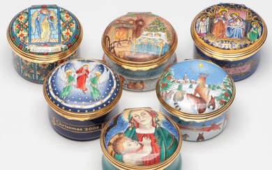 Halcyon Days for Neiman-Marcus Christmas Themed Enamel Boxes