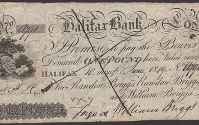 Halifax Bank, for Rawdon Briggs, Rawdon, Briggs Junr, and William Briggs, £1,...
