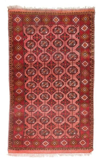 Hand-knotted wool bokhara rug, 20th century