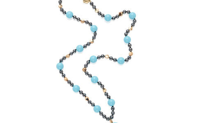 Hematite and Turquoise Bead Necklace