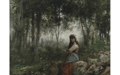 Henri Langerock (1830-1915), MAIDEN COLLECTING WATER BY