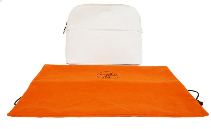 Hermes White Bolide Clutch Cosmetic Bag