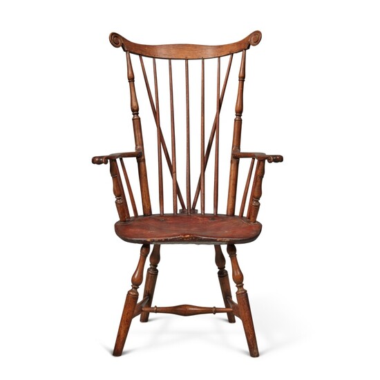 High Fan-Back Brace-Back Windsor Knuckle Armchair, attributed to Charles Chase, Nantucket, Massachusetts, Circa 1795
