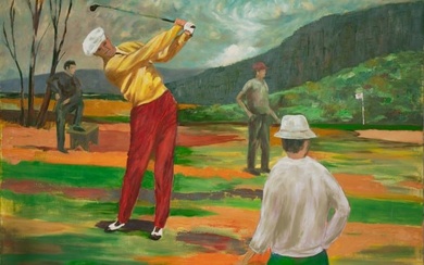 Howard William Brod, American (1949-2008), Landscape with Golfers