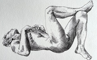 INK ON PAPER MALE NUDE AFTER PAUL CADMUS
