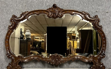 Important Miroir Galbé Style Louis XV En Acajou / 130cm