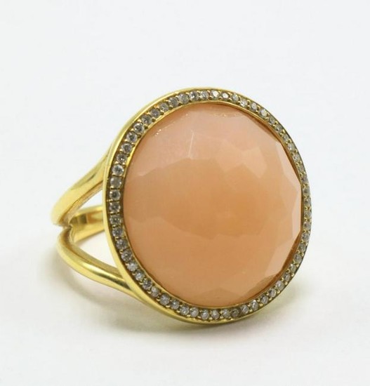 Ippolita 18Kt Peach Moonstone & Diamond Ring