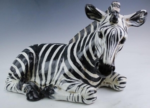 Italian Art Pottery Ceramic 27" Wild Zebra Statue