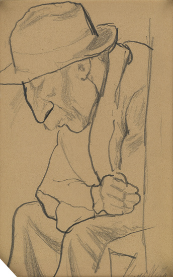JOSEPH STELLA Portrait of a Man. Pencil on paper. 170x112 mm; 6 3/4x4...