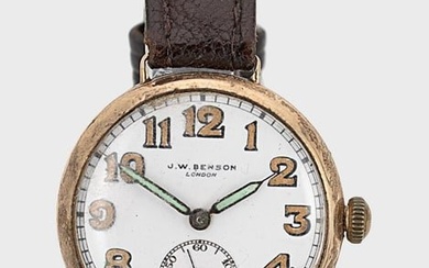 J.W. Benson, London - A 9ct gold 'Trench' style wristwatch