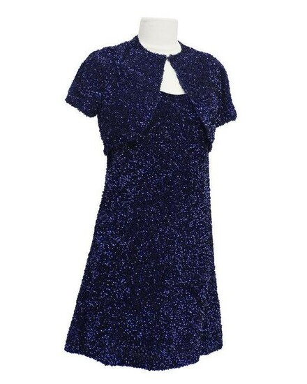 Jacques Griffe Navy Blue Sequin Mini Dress and Bolero
