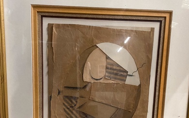 Jean LEBAIGNE(1892-1975) Nature morte cubiste Collage. Signée en bas à gauche. 24.5 x 32 cm...