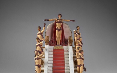 Joseph Gazan (1891-1985) Projet de descente des escaliers des Folies Bergères Sept figures de danseuses...