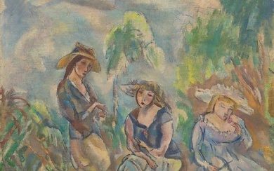 Jules Pascin (French, 1885-1930) - Les Trois Soeurs; with Figure d'Homme verso