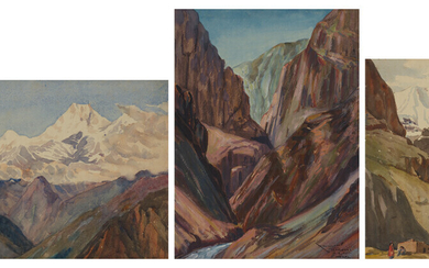 KANWAL KRISHNA (1910-1993) Untitled (Himalayas); Koghozi, Chitral; Miragram, Chitral