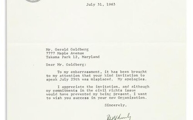 KENNEDY, ROBERT F. Typed Letter Signed, as Attorney