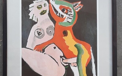 SOLD. Karel Appel, after: "Erotic Art", Liljevalchs Konsthall, Stockholm. Exhibition poster. Offset i colours. Sheet size 70 x 49 cm. Frame size 73 x 53. – Bruun Rasmussen Auctioneers of Fine Art