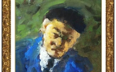 Karl Stark Original Self Portrait Gouache Painting Signed Oil Authentic Art Rare