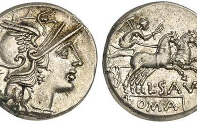 L. Saufeius, Denarius, Rome, 152 BC; AR (g 4,19; mm...