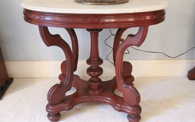 LARGE OVAL MARBLE TOP TABLE