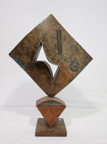 LARGE STEEL GEOMETRIC SCULPTURE BY A. MASON