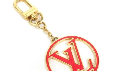 LOUIS VUITTON Charm Keychain Portocre LV Circle Metal Red x Pink Gold Unisex M68465