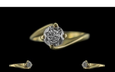 Ladies 18ct Gold Contemporary Single Stone Diamond Set Ring....