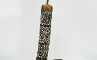 Large Antique African Benin Bronze Standing Pipe
