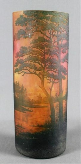 Large Daum Nancy Art Glass Tree Vase