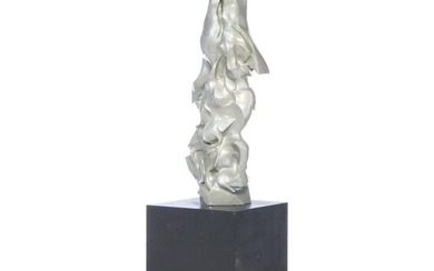 Large-Scale Abstract Silver-Toned Plaster Sculpture