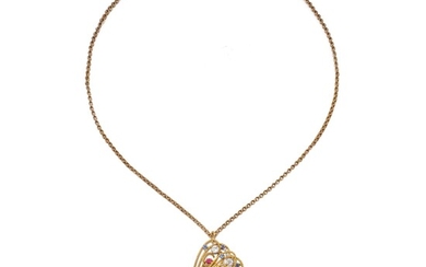 Laykin et Cie Gold, Gem-Set and Diamond Pendant-Necklace