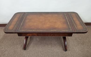 Leather Top Drop Side Coffee Table