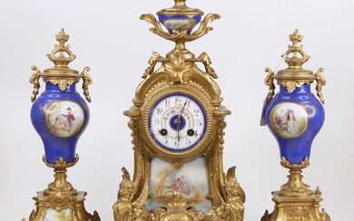 Lot details A reproduction French gilt metal and porcelain three-piece...