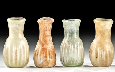 Lot of 4 Roman Glass Bottles - Nicely Ribbed