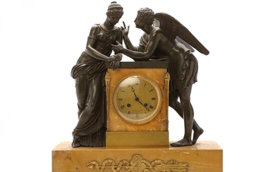 SOLD. Louis-Stanislas Lenoir Ravrio: A French late Empire mantel clock. Ca. 1820. H. 63 cm. W. 60 cm. D. 20 cm. – Bruun Rasmussen Auctioneers of Fine Art