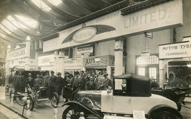 MARSEAL. A black and white photograph of a Marseal exhibition trade stand at a motor show, 24cm x 30