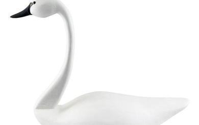 MICHAEL BACLE (Virginia/Nantucket, Contemporary), Hand-carved and painted swan., Height approx.