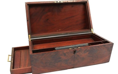 Mahogany veneer on oak writing box