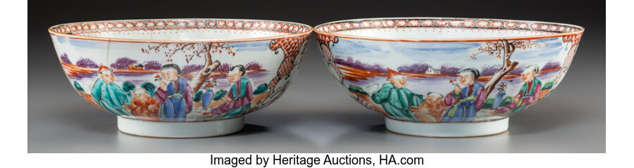 Maker unknown, A Pair of Chinese Export Famille Rose Porcelain Bowls (late 18th-early 19th century)