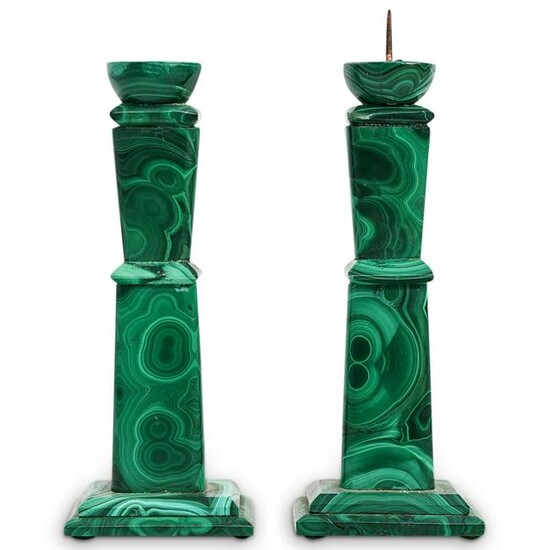 Malachite Carved Candle Holders