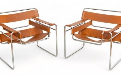 Marcel Breuer (AMERICAN/HUNGARIAN, 1902-1981) for Knoll, Leather And Chrome Wassily Chairs, Pair H