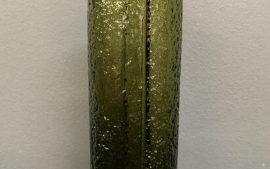 Mcm 1960s Olive Textured Art Glass Vase Riihimaki