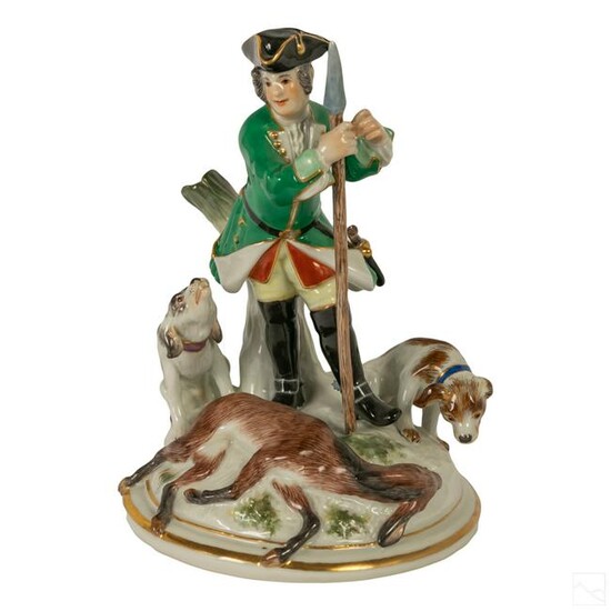 Meissen German Porcelain Huntsman & Dogs Figurine