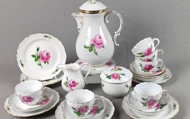 Meissen coffee service *Red Rose* for 6 people.