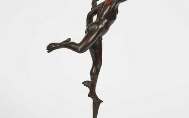 Mercurio del Giambologna in bronzo patinato. Fonditore