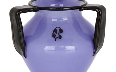Michael Powolny (1871-1954) for Loetz, 'Tango' lavender and black vase with floral motif, circa 1920s, Glass, Unmarked, 9.5cm high