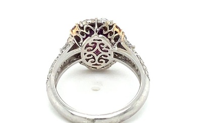 Modani Oval Purple Sapphire and Diamond Cocktail Ring in 18 Karat White Gold