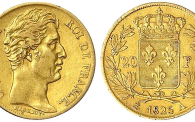 Monnaies et médailles d'or étrangères, France, Charles X, 1824-1830, 20 Francs 1825 A. Paris. 6,45...